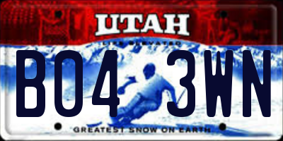 UT license plate B043WN