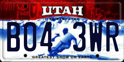 UT license plate B043WR