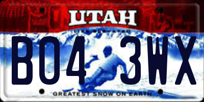 UT license plate B043WX