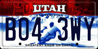 UT license plate B043WY