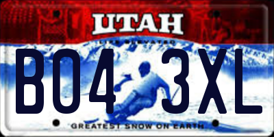 UT license plate B043XL