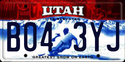 UT license plate B043YJ