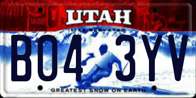 UT license plate B043YV