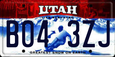 UT license plate B043ZJ