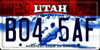 UT license plate B045AF