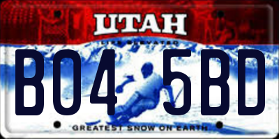 UT license plate B045BD