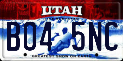 UT license plate B045NC