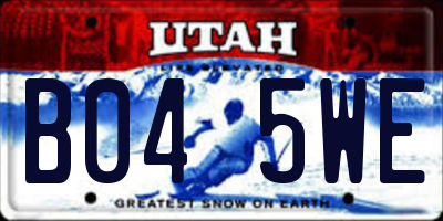 UT license plate B045WE