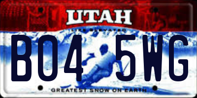UT license plate B045WG