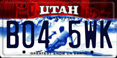 UT license plate B045WK