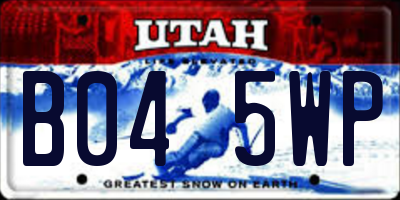 UT license plate B045WP