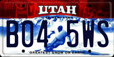 UT license plate B045WS