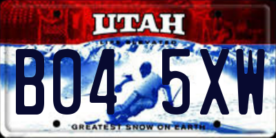 UT license plate B045XW