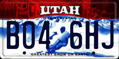 UT license plate B046HJ