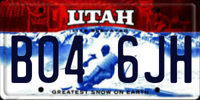 UT license plate B046JH