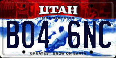UT license plate B046NC