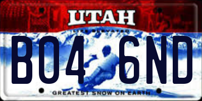 UT license plate B046ND