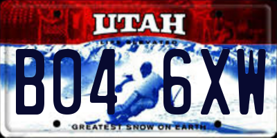 UT license plate B046XW