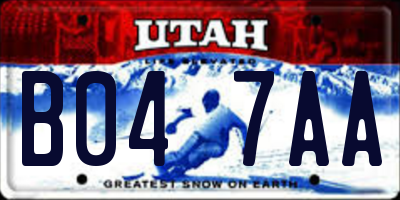 UT license plate B047AA