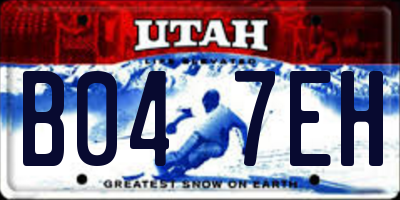 UT license plate B047EH