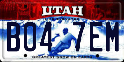 UT license plate B047EM