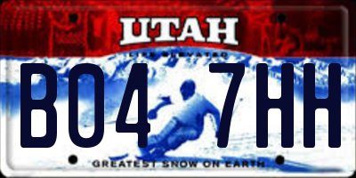 UT license plate B047HH