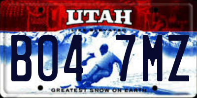 UT license plate B047MZ
