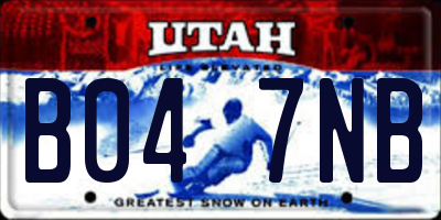 UT license plate B047NB