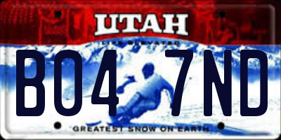 UT license plate B047ND