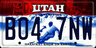UT license plate B047NW