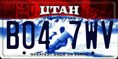UT license plate B047WV