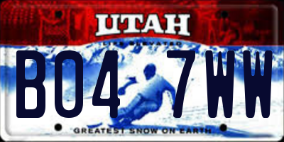UT license plate B047WW