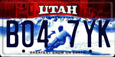 UT license plate B047YK
