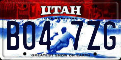 UT license plate B047ZG