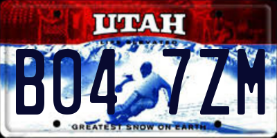 UT license plate B047ZM