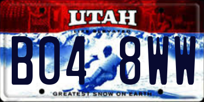UT license plate B048WW