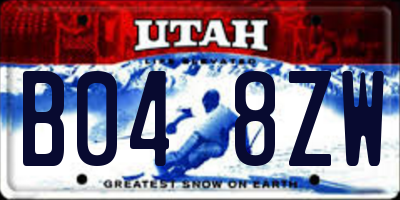UT license plate B048ZW