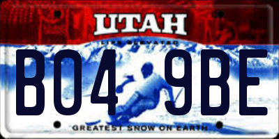 UT license plate B049BE