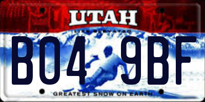 UT license plate B049BF