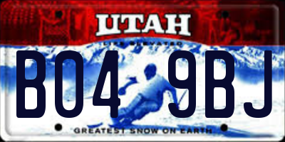 UT license plate B049BJ