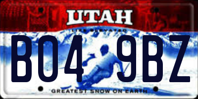 UT license plate B049BZ