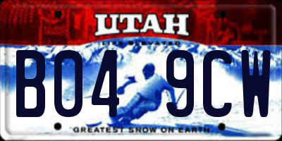 UT license plate B049CW