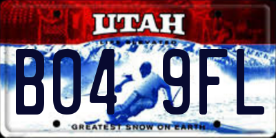 UT license plate B049FL