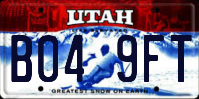 UT license plate B049FT