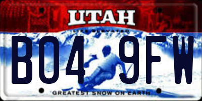 UT license plate B049FW