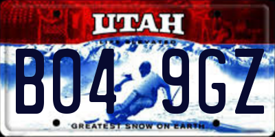 UT license plate B049GZ
