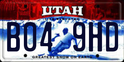 UT license plate B049HD