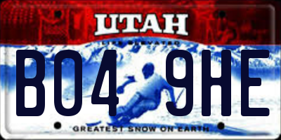 UT license plate B049HE