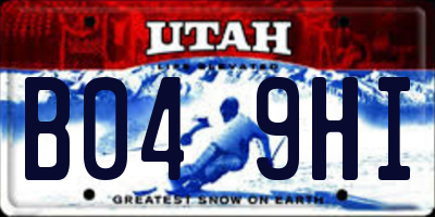 UT license plate B049HI