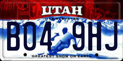 UT license plate B049HJ